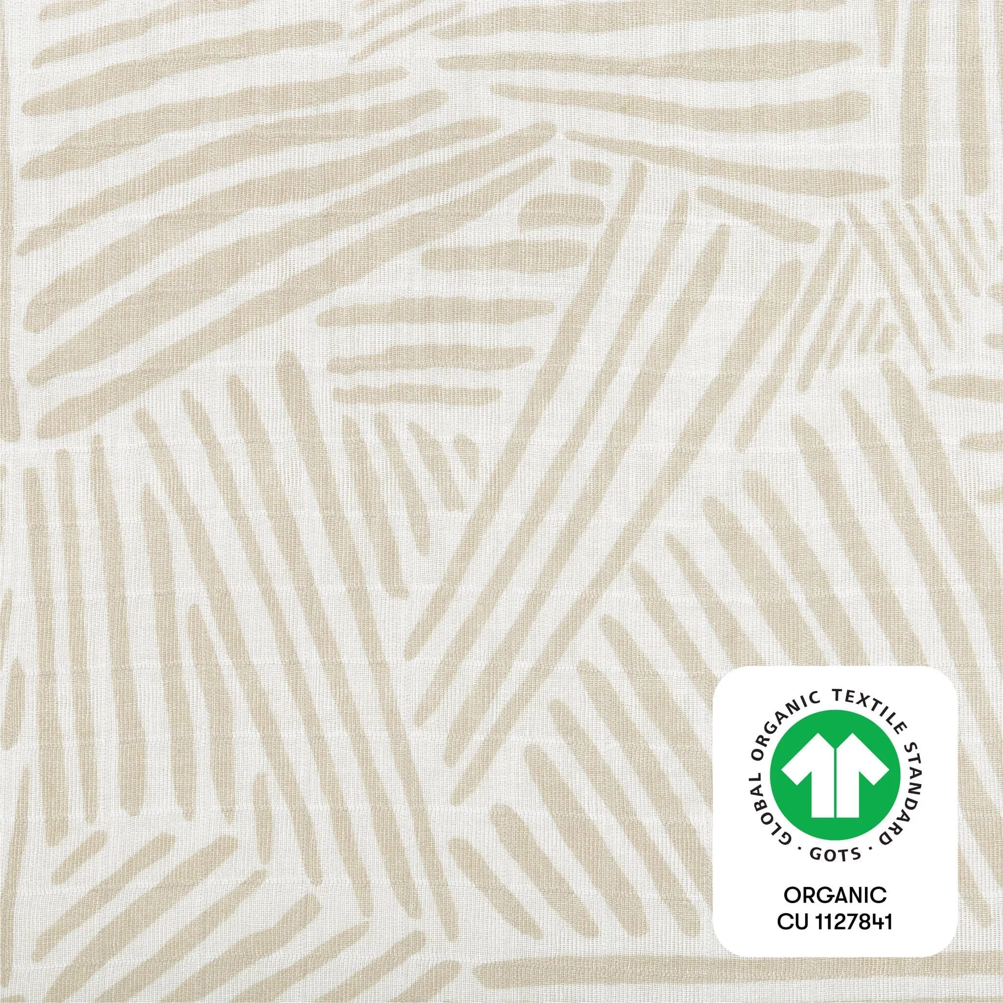 Crib Sheet in GOTS Certified Organic Muslin Cotton | Oat Stripe