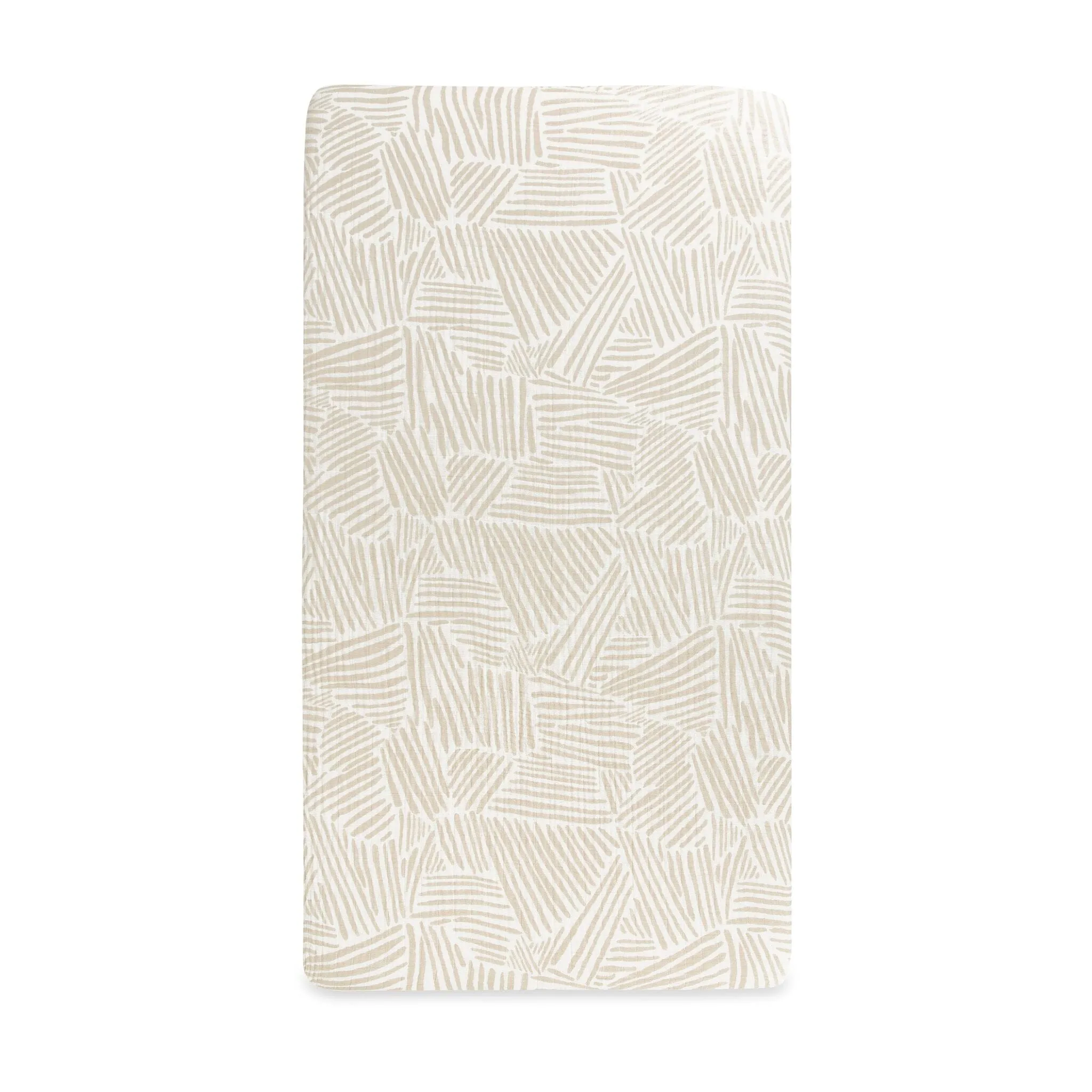 Crib Sheet in GOTS Certified Organic Muslin Cotton | Oat Stripe