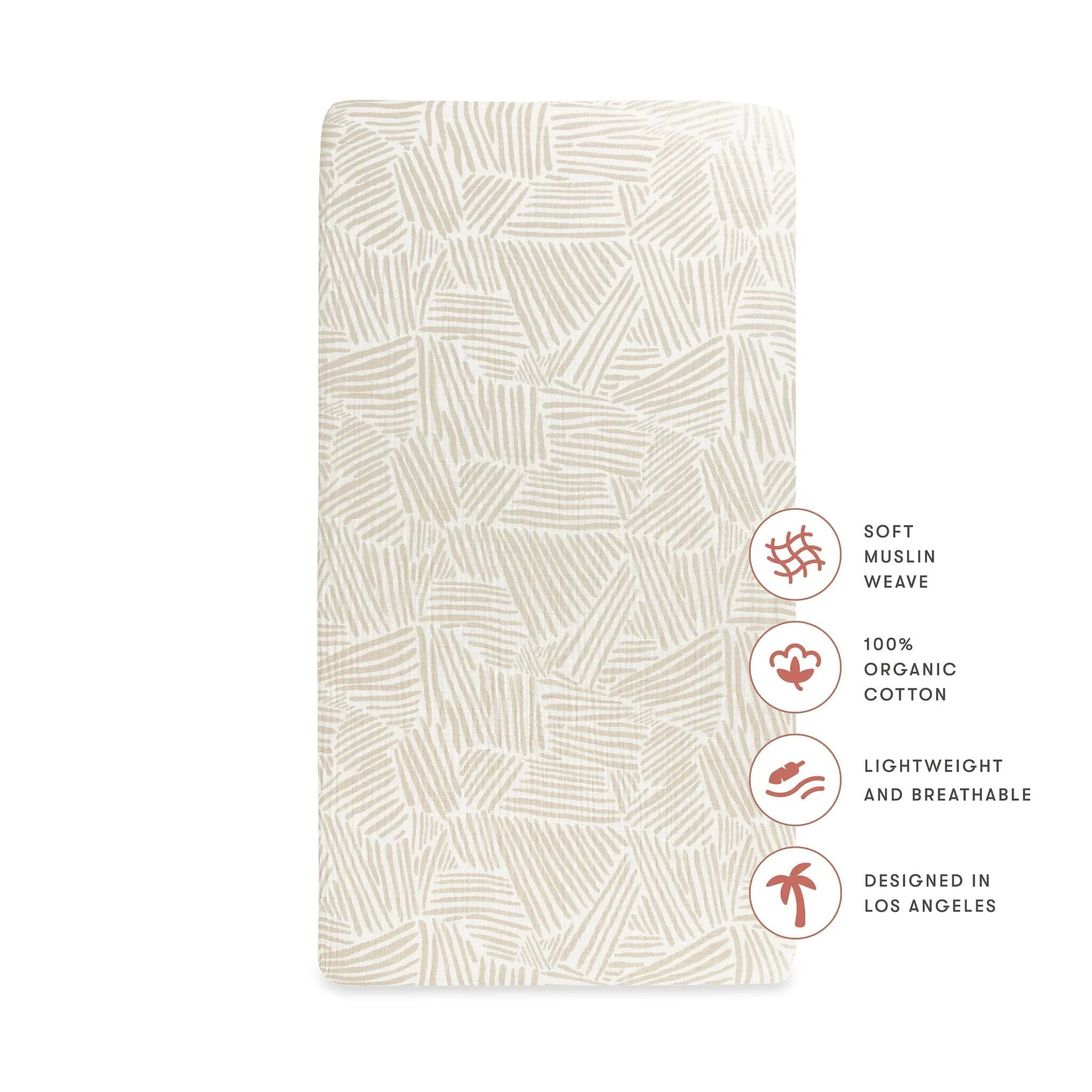 Crib Sheet in GOTS Certified Organic Muslin Cotton | Oat Stripe