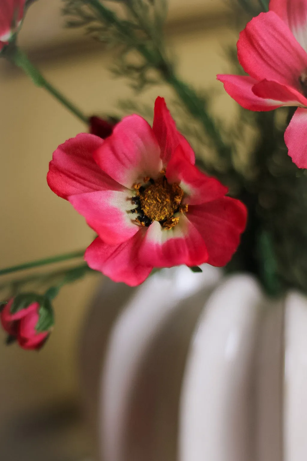 Faux Cerise Long Stemmed Cosmos Spray