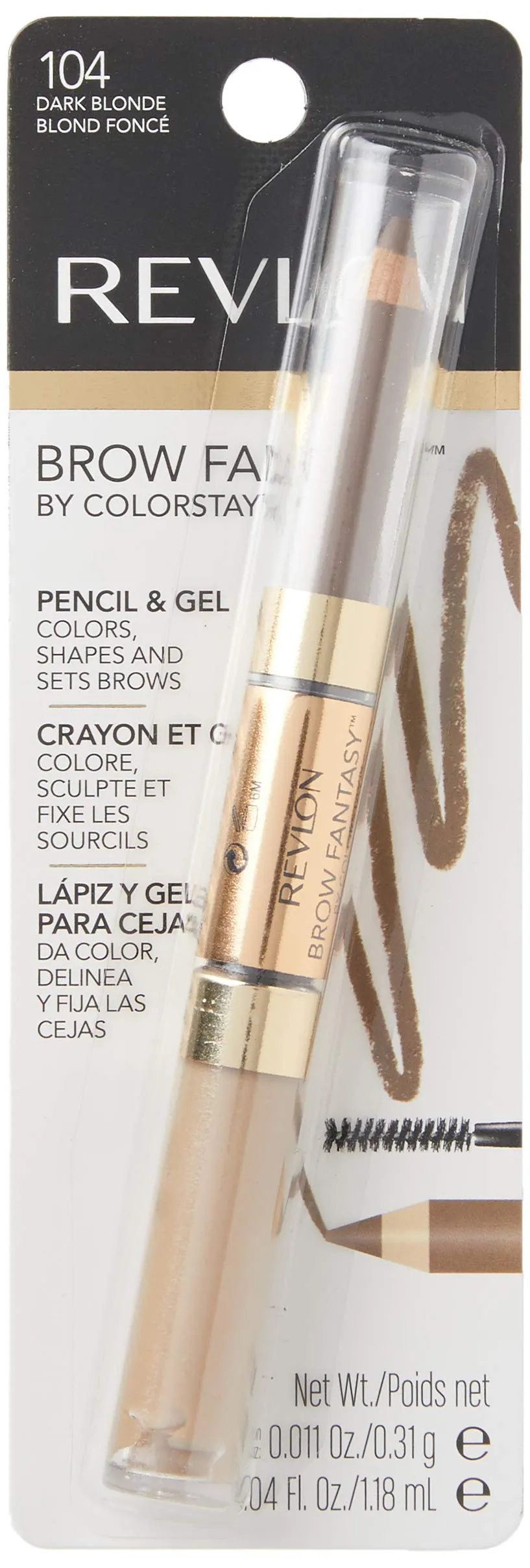 Revlon Brow Fantasy Pencil & Gel, Dark Blonde [104], 0.04 oz