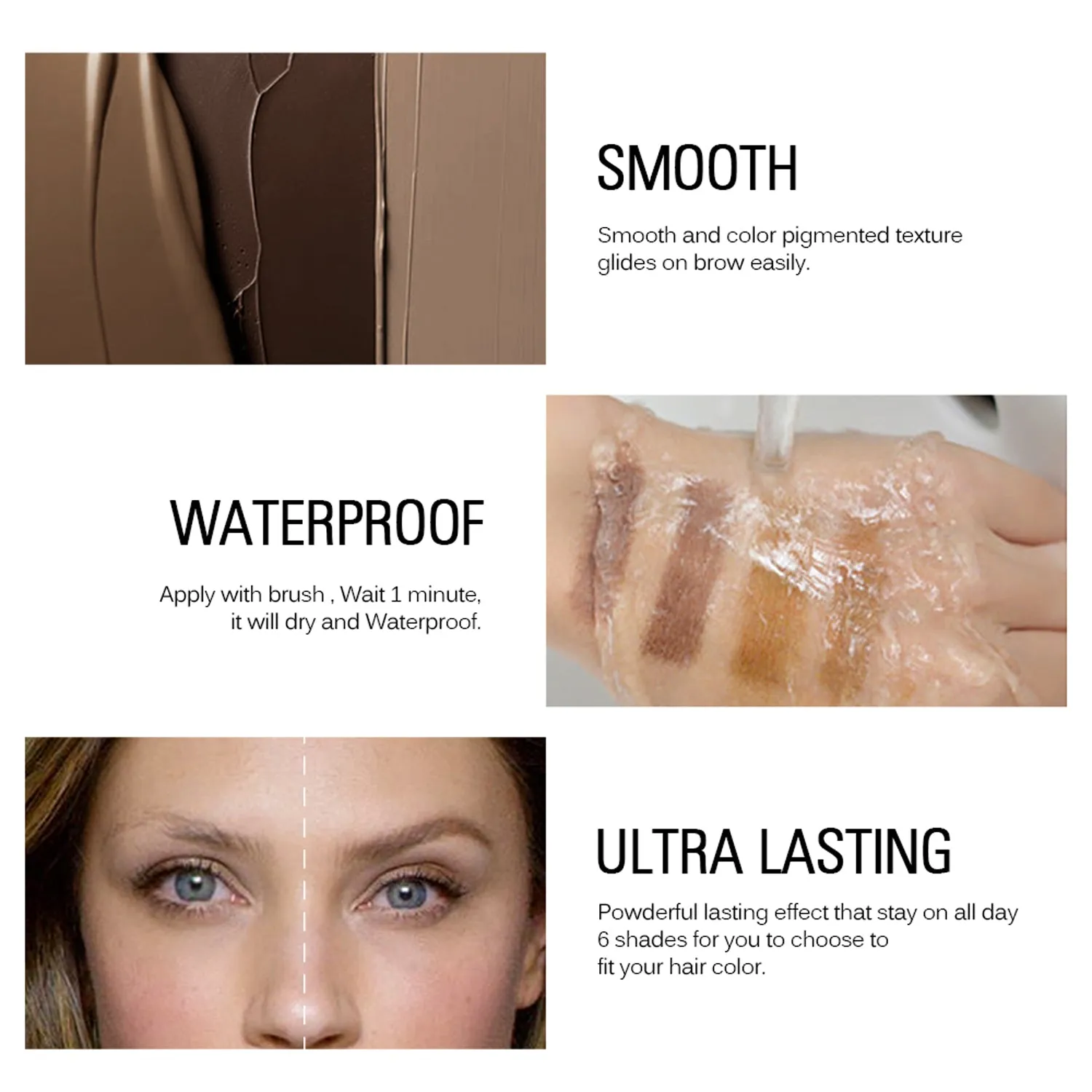 Sace Lady Long-Lasting Waterproof Eyebrow Gel – Smudge-Proof Makeup with Henna Tints