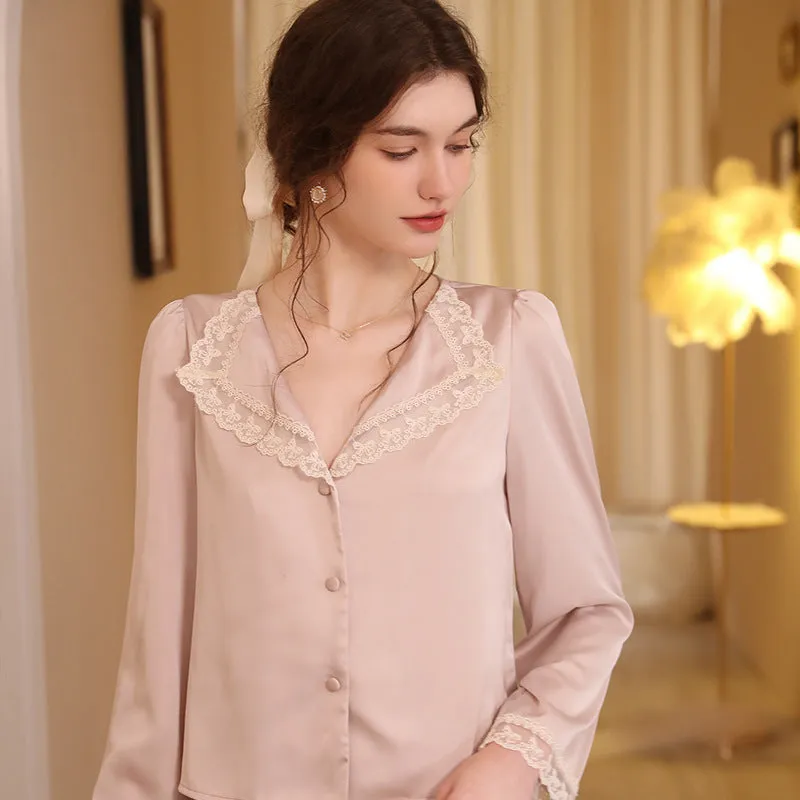 Women Fashion Lace Detailed Homewear Nightgown